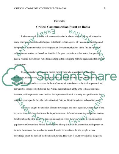 Critical Communication Event on Radio
