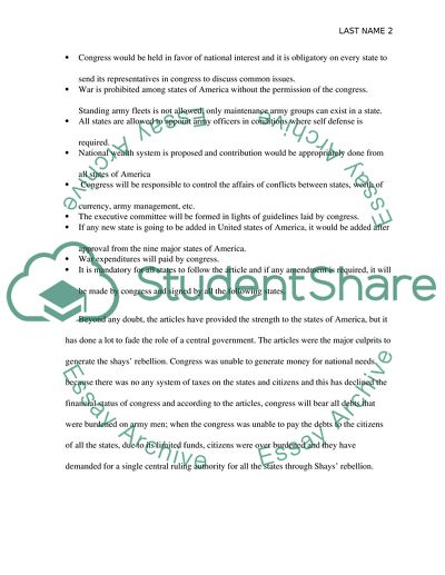 The Articles of Confederation and Shays Rebellion