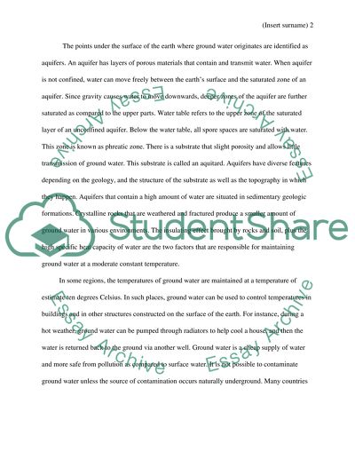 Ground Water - Water Reservoirs under Surface of the Earth