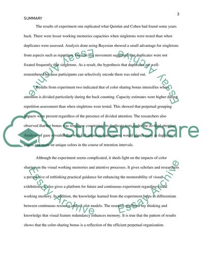 Summary a psychology experiment