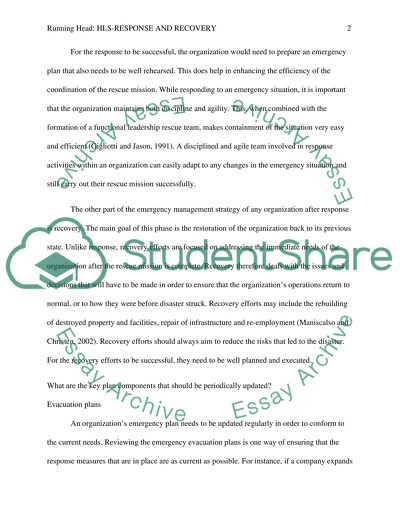 HLS-Response and Recovery