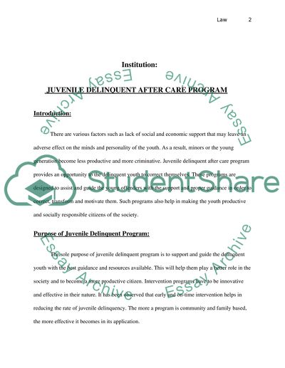 Juvenile Delinquent after Care Program