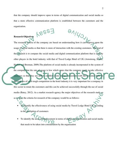 Research Planning of the Travel Lodge Hotel in the UK