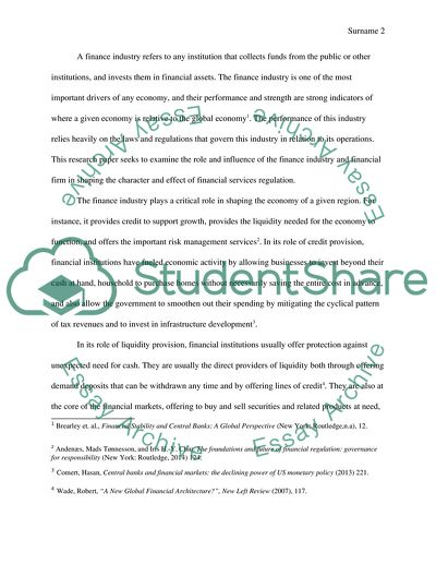 Shaping the Character and Effect of Financial Services Regulation