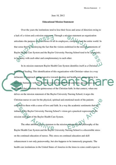 Baylor Health Care System: Educational Mission Statement