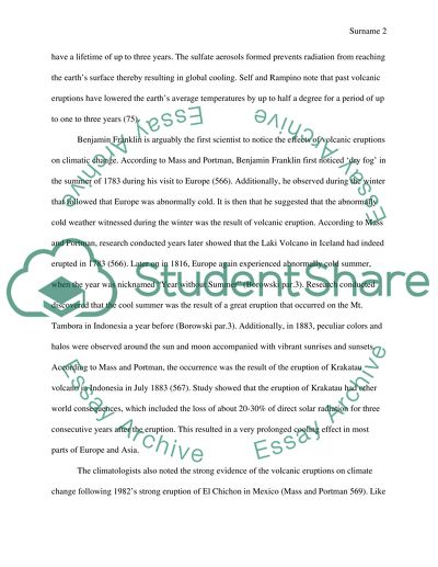 Volcanoes and Global Cooling