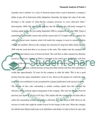 Financial Analysis on Nokia from 2008 to 2009