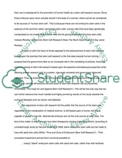 Should Embryonic Stem Cell Research Be Allowed to Advance