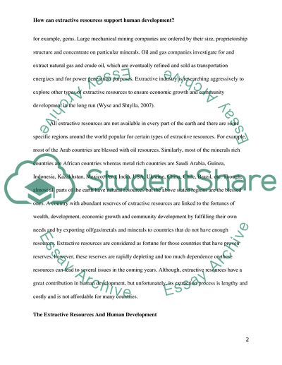 How can Extractive Resources Support Human Development