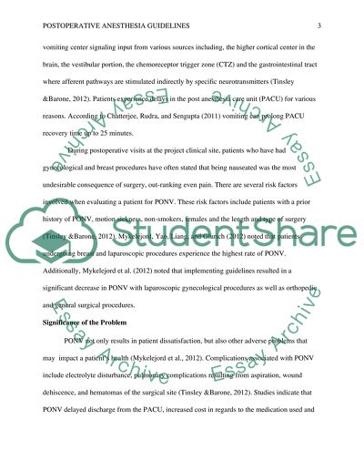 Educating Postoperative Nausea and Vomiting Guidelines to Anesthesia Providers