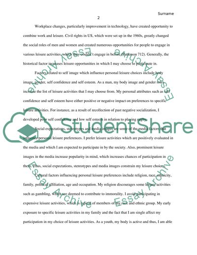 Factors Influencing My Personal Leisure Choices