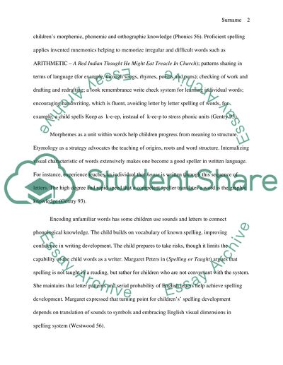 Key issues involved in the primary school teaching and learning of spelling