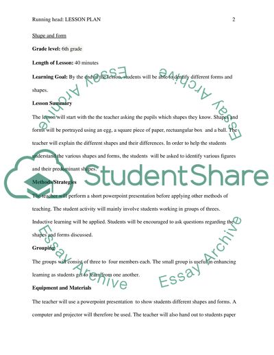 Shape and Form, European Art Lesson Plans