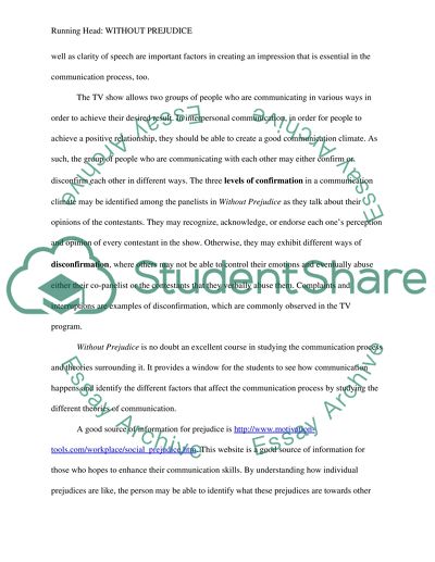 Analysis for Without Prejudice TV show