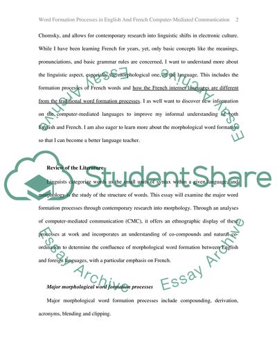 Word Formation Processes in English