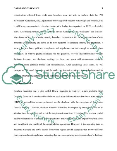 Database Forensics and Auditing