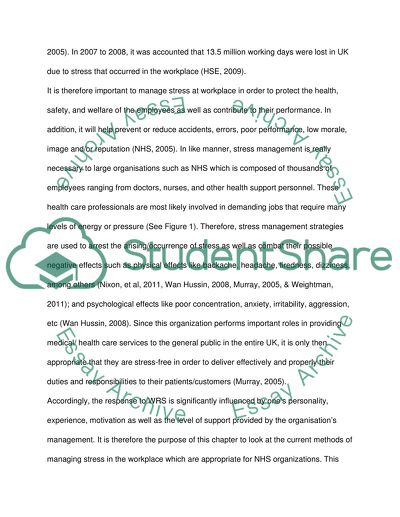 If Current Methods of Managing Stress in the Workplace Are Appropriate for Current NHS Organizations