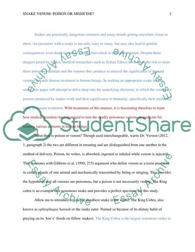 Snake Venom: Poison or Medicine