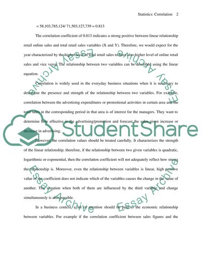 Statistics: correlation between retail online sales and total retail sales