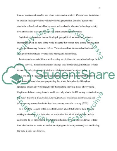 Is the Changing Attitude of Women towards Childbirth and Motherhood a Cause of Seeking Abortions