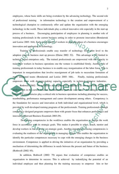 Leading Role of a Training Professionals