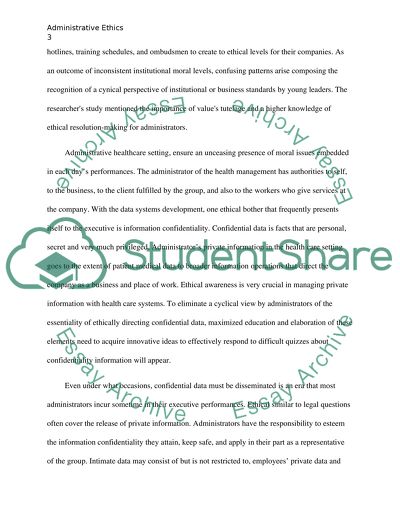 Administrative Ethics and Confidentiality