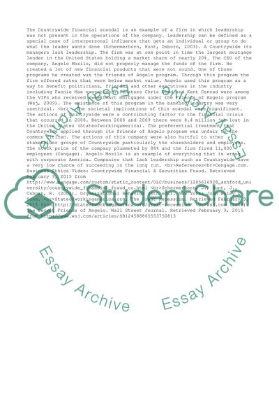 The Countrywide Financial Scandal