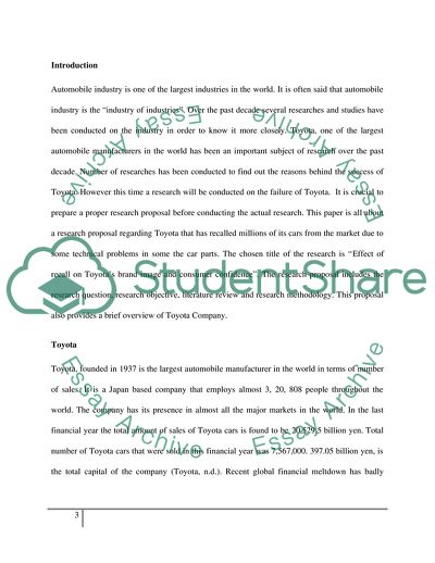 Effect of Recall on Toyotas Brand Image and Consumer Confidence