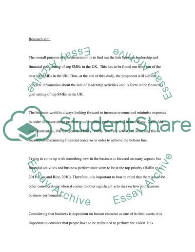 Leadership and Financial Goal Setting of Top SMEs