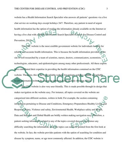 The Center for Disease Control and Prevention Website Evaluation