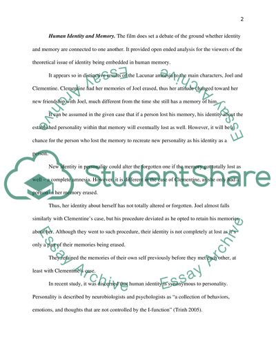 Memory and Identity in Eternal Sunshine of the Spotless Mind