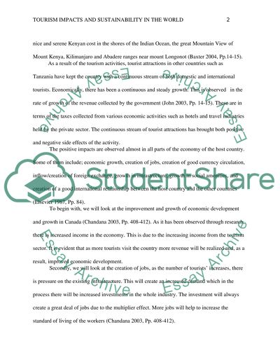 Tourism Impacts and Sustainability in the World