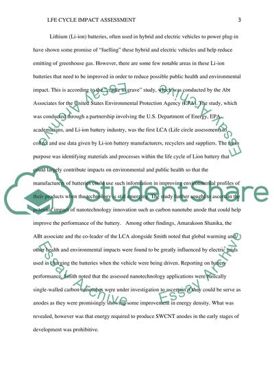 Environmental Impact - Life Cycle Impact Assessment