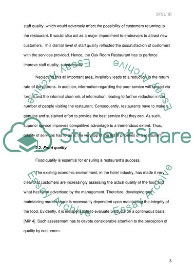 Customer Reviews of Oak Room Restaurant