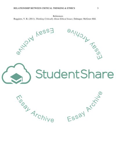 Relationships between Critical Thinking & Ethics