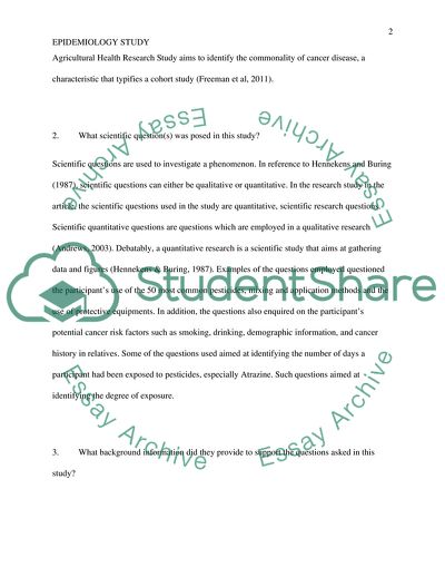 Agricultural Health Research Study: Critical Review of Article