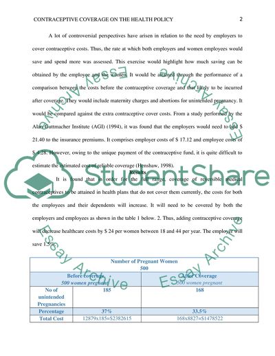 Contraceptive Coverage on the Health Policy