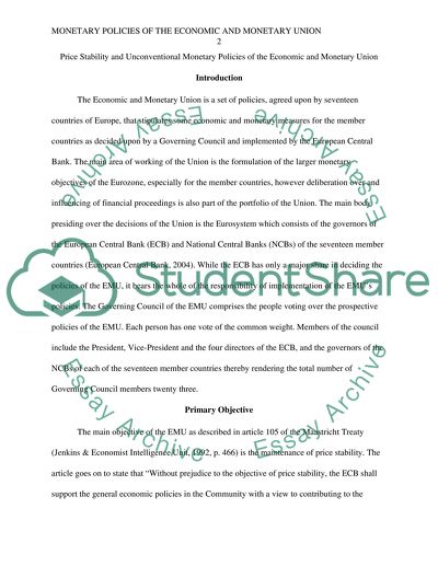 Unconventional Monetary Policies of the Economic and Monetary Union
