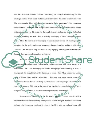 Personal Response to Dear Life by Alice Munro