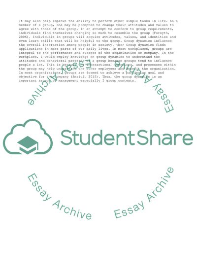 Group Dynamics and Systems