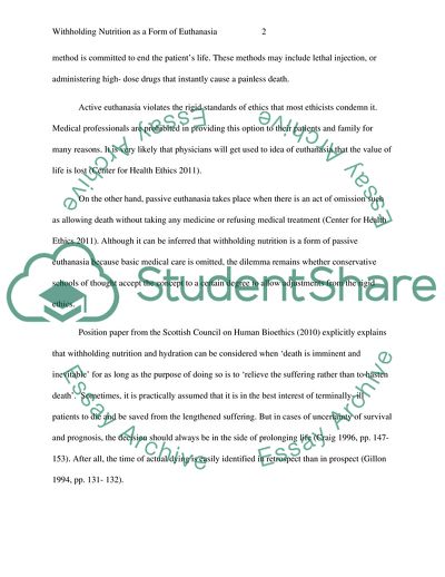 Withholding Nutrition as a Form of Euthanasia