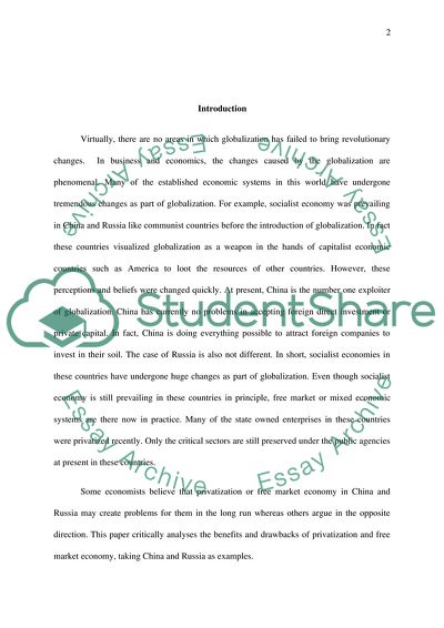 Free Market Economy in China and Russia