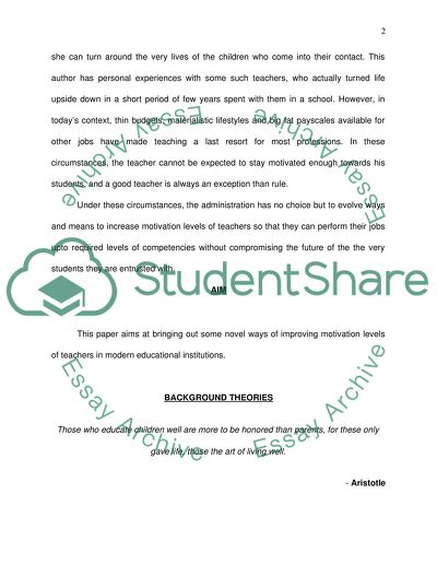 Motivating a Teacher in Educational Institutions