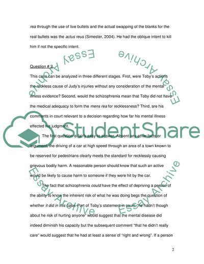 Intention Recklessness