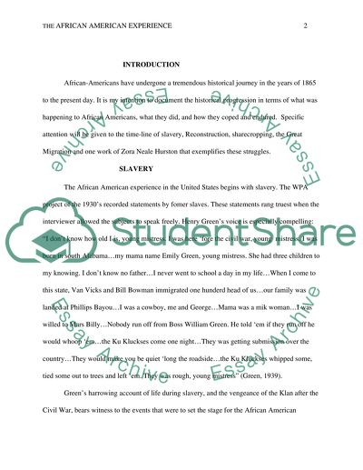 The African American Experience