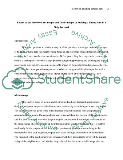 Report on the Perceived Advantages and Disadvantages of Building a Theme Park in a Neighbourhood