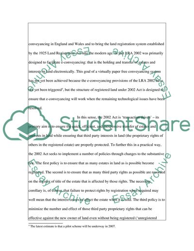 The impact of the Land Registration Act 2002 on the conveyancing process in registered land