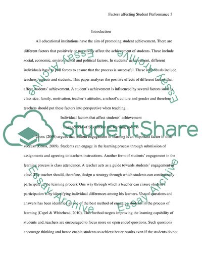The Positive Effects of Different Factors that Affect Students Achievement