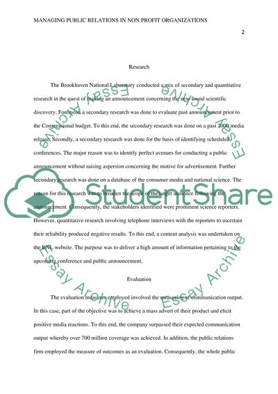 Managing Public Relations in Nonprofit Organizations