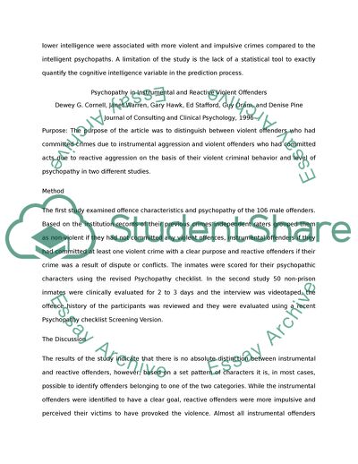 Psychopathy and Violent Crime